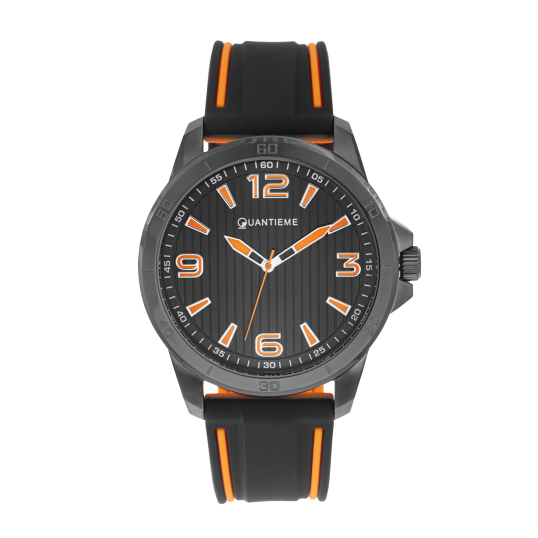 Montre homme, boîte en acier noir, bracelet en silicone et verre minéral Montre homme, boîte en acier noir, bracelet en silicone et verre minéral