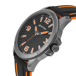 Montre homme, boîte en acier noir, bracelet en silicone et verre minéral
