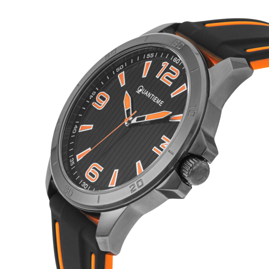 Montre homme, boîte en acier noir, bracelet en silicone et verre minéral Montre homme, boîte en acier noir, bracelet en silicone et verre minéral