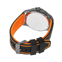 Montre homme, boîte en acier noir, bracelet en silicone et verre minéral