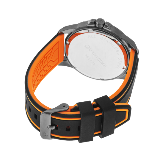 Montre homme, boîte en acier noir, bracelet en silicone et verre minéral Montre homme, boîte en acier noir, bracelet en silicone et verre minéral