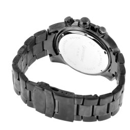 Chronographe homme, boîte et bracelet acier, étanche 100 m, verre minéral