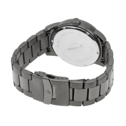 Montre homme, boîte acier gris, bracelet acier gris et verre minéral.
