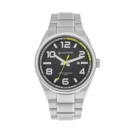 Montre homme étanche 50 mètres, boîte acier, bracelet acier et verre minéral