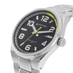 Montre homme étanche 50 mètres, boîte acier, bracelet acier et verre minéral