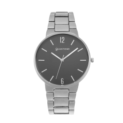 Montre homme, boîte acier et bracelet acier gris, verre minéral