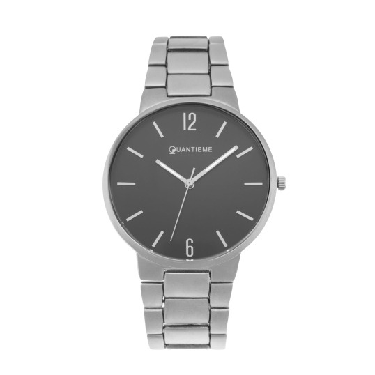 Montre homme, boîte acier et bracelet acier gris, verre minéral