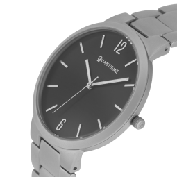Montre homme, boîte acier et bracelet acier gris, verre minéral