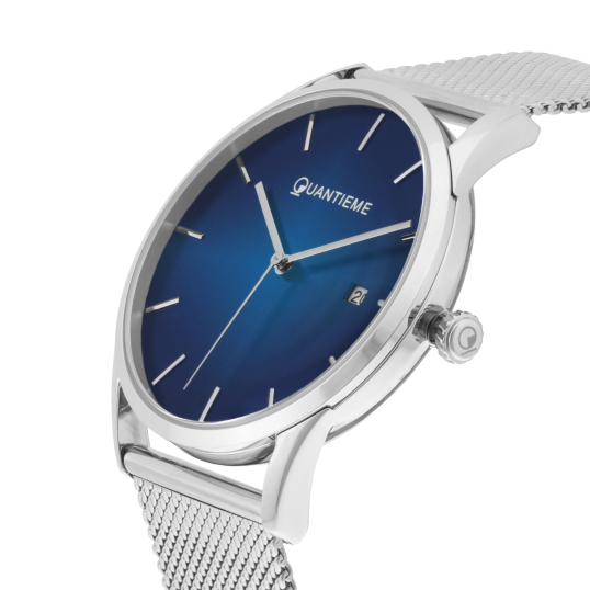 Montre homme, boîte en acier, bracelet en acier et verre minéral