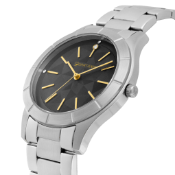 Montre homme, boite en acier, bracelet en acier et verre minéral