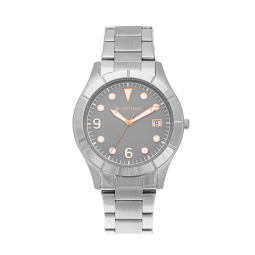 Montre homme, boîte et bracelet en acier, verre minéral