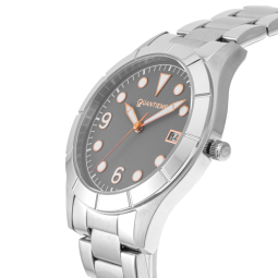 Montre homme, boîte et bracelet en acier, verre minéral