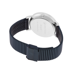 Montre homme, boite et bracelet en acier bleu, verre minéral