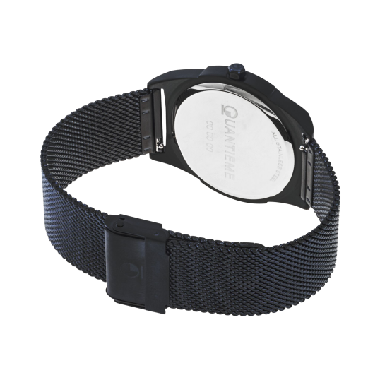 Montre homme, bracelet et boite en acier bleu, verre minéral