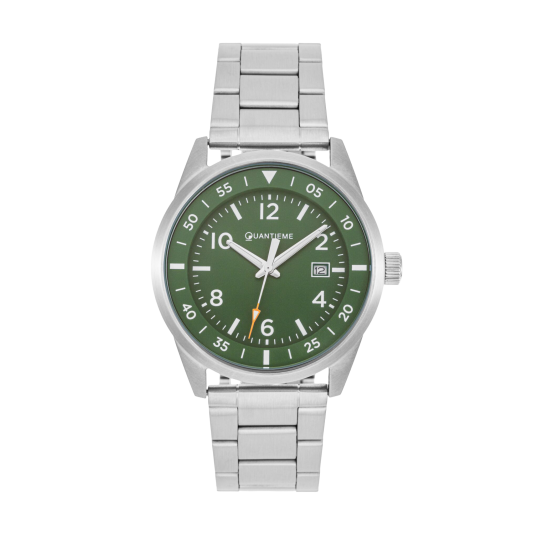 Montre homme, boîte acier, bracelet acier et verre minéral