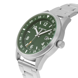 Montre homme, boîte acier, bracelet acier et verre minéral