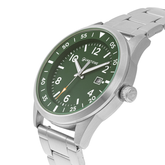 Montre homme, boîte acier, bracelet acier et verre minéral