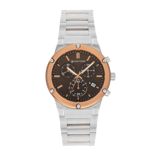 Montre homme, boite et bracelet en acier, verre minéral