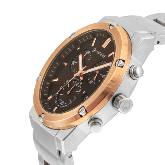 Montre homme, boite et bracelet en acier, verre minéral