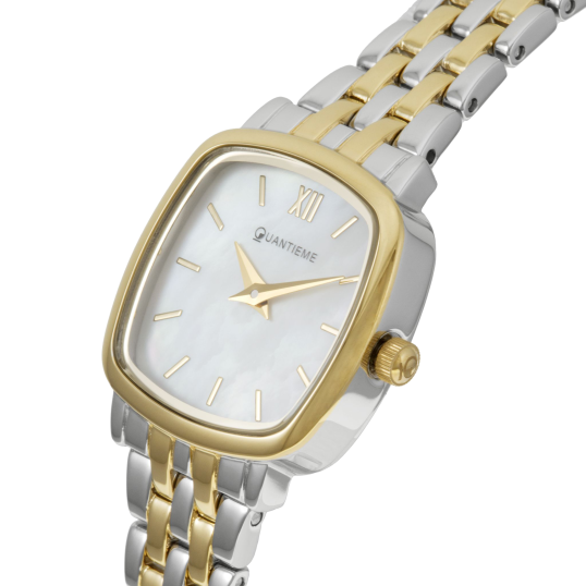 Montre femme, boîte et bracelet acier et acier doré, verre minéral Montre femme, boîte et bracelet acier et acier doré, verre minéral