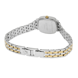 Montre femme, boîte et bracelet acier et acier doré, verre minéral