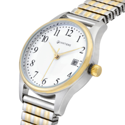 Montre dame, boîte acie, bracelet acier et acier doré, verre minéral