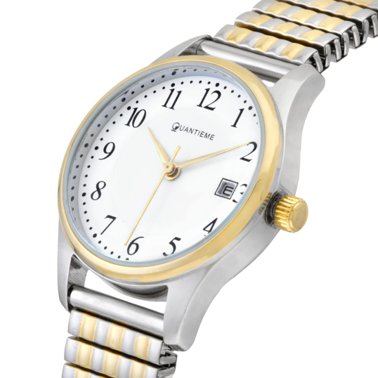 Montre dame, boîte acie, bracelet acier et acier doré, verre minéral Montre dame, boîte acie, bracelet acier et acier doré, verre minéral