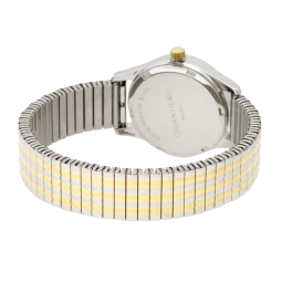 Montre dame, boîte acie, bracelet acier et acier doré, verre minéral