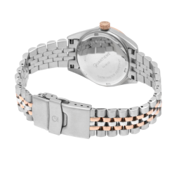 Montre femme étanche 50 métres, boîte acier et acier doré rose, bracelet acier et acier doré rose et verre minéral
