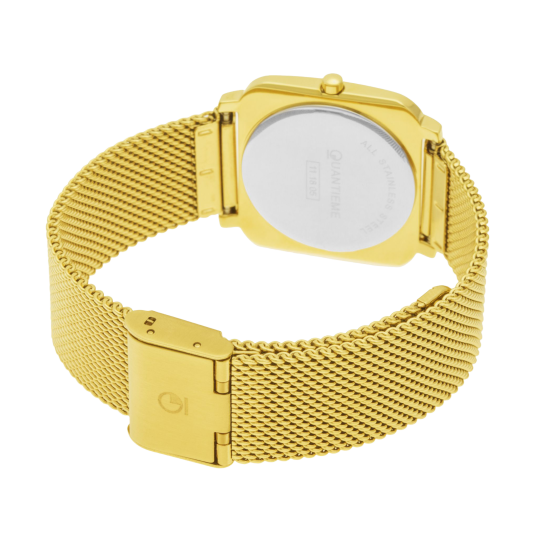 Montre femme, boîte acier doré, bracelet acier doré et verre minéral