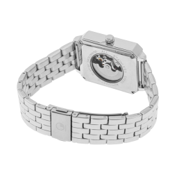 Montre femme automatique, boîte et bracelet acier, verre minéral