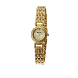 Montre dame, boîte acier doré, bracelet acier doré et verre minéral
