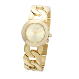 Montre dame, boîte et bracelet en acier doré