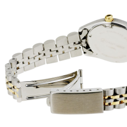 Montre dame étanche 50 m, boite et bracelet en acier et acier doré, verre minéral