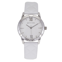 Montre femme, boîte acier, bracelet cuir et verre minéral