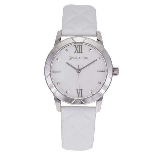 Montre femme, boîte acier, bracelet cuir et verre minéral