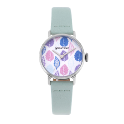 Montre femme, boîte acier, bracelet cuir et verre minéral