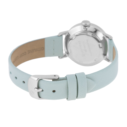 Montre femme, boîte acier, bracelet cuir et verre minéral