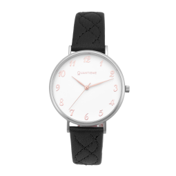 Montre femme, boite acier, bracelet cuir et verre minéral