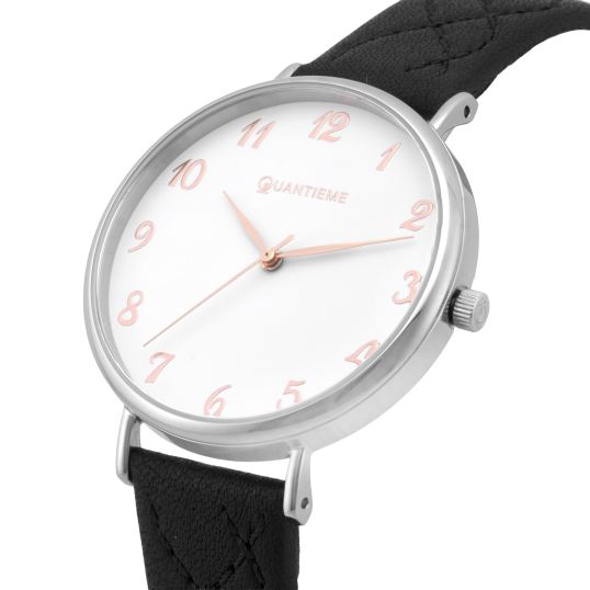 Montre femme, boite acier, bracelet cuir et verre minéral Montre femme, boite acier, bracelet cuir et verre minéral