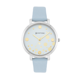 Montre femme, boite acier,  bracelet cuir et polyuréthane, verre minéral