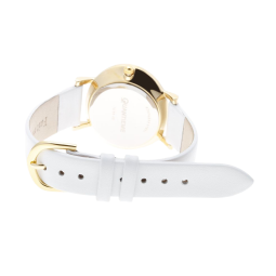 Montre dame, boite acier doré et bracelet en cuir
