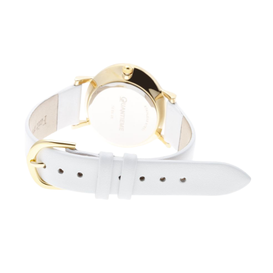Montre dame, boite acier doré et bracelet en cuir