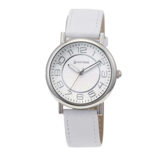 Montre dame, boite acier, bracelet cuir et verre minéral