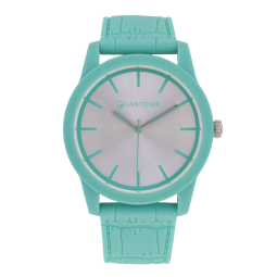 Montre femme, boîte en plastique, bracelet en silicone et verre minéral