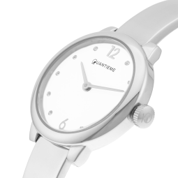 Montre femme, boîte acier, bracelet acier et verre minéral