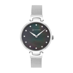 Montre femme, boite et bracelet en acier, verre minéral et cadran nacré