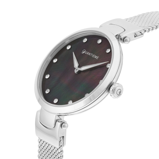 Montre femme, boite et bracelet en acier, verre minéral et cadran nacré Montre femme, boite et bracelet en acier, verre minéral et cadran nacré