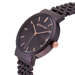 Montre femme, boîte et bracelet en acier violet, verre minéral