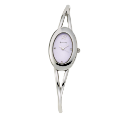 Montre dame, boîte acier, bracelet acier et verre minéral